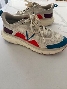 Vionic Women's Cream Athletic Sneakers with Teal, Red & Purple Accents